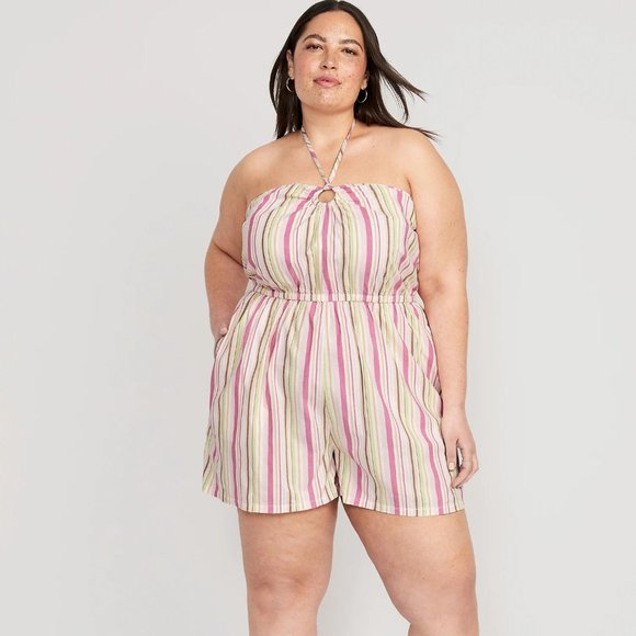 NWT Old Navy Striped O-Ring Halter Romper for Women -- 3.5-inch inseam - Picture 9 of 10